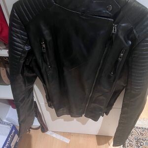 Guess Black Quilted Leather Jacket